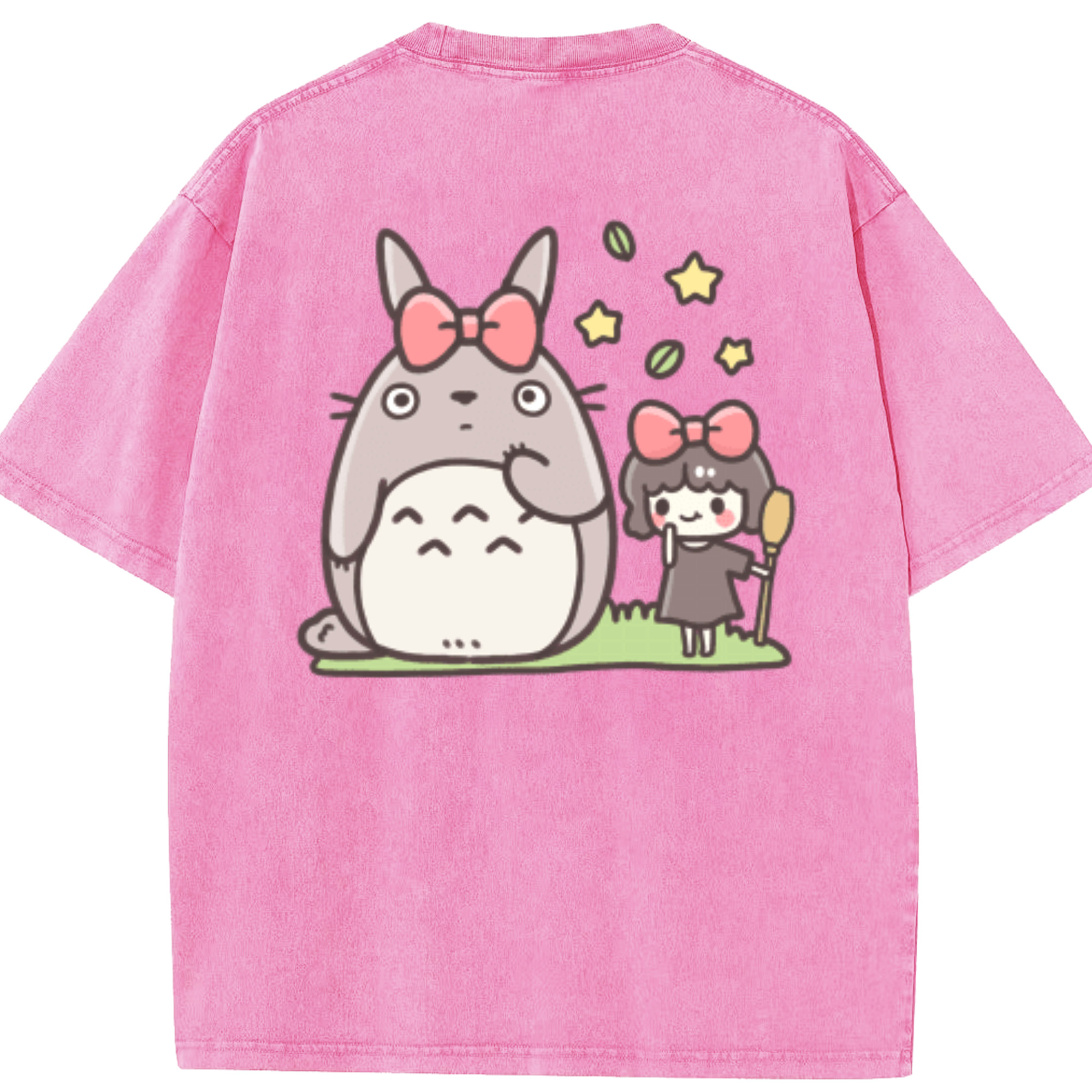 （画像用） となりのトトロ 草壁メイ 草壁サツキ My Neighbor Totoro Satsuki Kusakabe Mei Kusakabe 綿100% ヴィンテージ風 半袖Tシャツ（背面プリント）